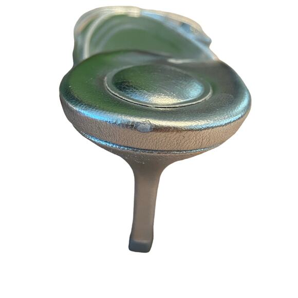 Alexander Wang Lucienne 65 Strappy Slide Sandals Leather Metallic Silver 38.5 - Picture 14 of 15